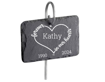 In Loving Memory Garden Sign – Slate Memorial Stone with Optional 16" Stake – Weatherproof Outdoor Grave Marker - Laser Engraved