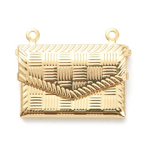 Beadthoven 10pcs Fashion Handbag Shaped Locket Pendants Gold Plated Brass Photo Frame Charms Photo Holder Memory Locket Pendants for DIY Necklace Jewelry Making - color: Gold-Bag