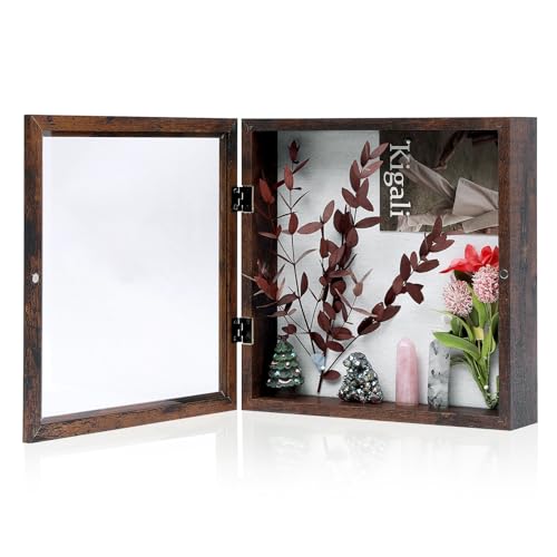 Muzilife 11x11 Shadow Box Picture Frame, 2.16 Deep, Real Glass, Honey Brown - color: Honey Brown, size: 11x11