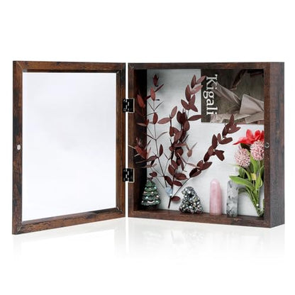 Muzilife 11x11 Shadow Box Picture Frame, 2.16 Deep, Real Glass, Honey Brown - color: Honey Brown, size: 11x11