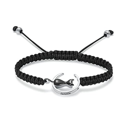 constantlife Cat Cremation Urn Bracelet for Pet Ashes Handmade Braided Rope Adjustable Bangle Stainless Steel Urn Bangle Memorial Jewelry - color: Customize