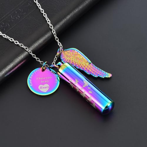 RIPFEVURN Cylinder Cremation Jewelry Butterfly Urn Necklaces for Ashes for Women Men Human Ashes Memorial Keepsake Pendant