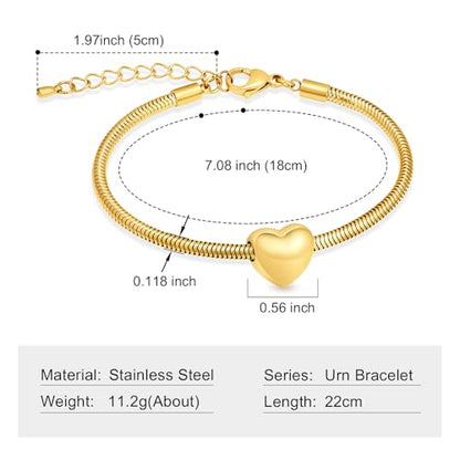 Imrsanl Heart Urn Bracelet for Ashes Cremation Jewelry for Women - color: Customize