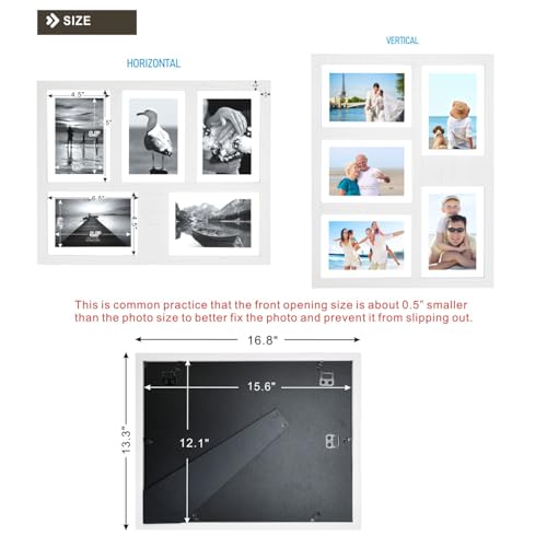 Hand-Painted White Wood Multi Collage Frame, 5 Openings for 4x6 - color: White, size: 5 4X6