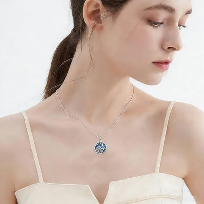 Urn Necklace for Women Sterling Silver Meaningful Memorial Jewelry | Paw Print/Butterfly/Dragonfly/Bird/Dolphin/Mountain/Tree of Life Urn Necklace for Ashes Cremation Keepsake Jewelry for Women - style: Abalone-Cactus