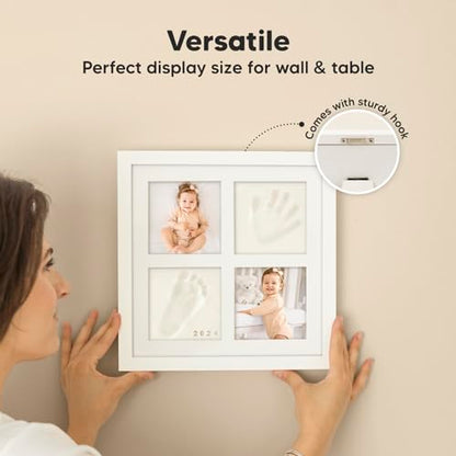 KeaBabies Baby Hand and Footprint Kit, Baby Footprint Kit (Alpine White) | Clay Handprint Keepsake Frame, Pets Paw, Newborn Collage Picture Frame, Personalized New Mom Gifts for Showers & Registry - color: Alpine White