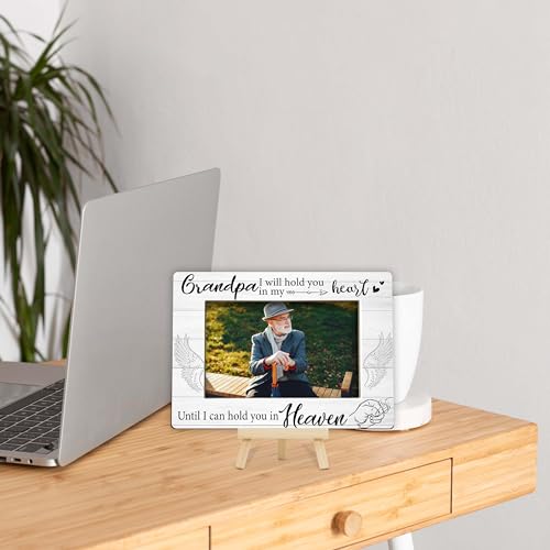 Memorial Gifts Loss of Grandpa, Sympathy Picture Frame, Remembrance Gifts Wooden Photo Frame with Easel, 4x6 Bereavement Picture Frame for Tabletop Display - G09 - style: Loss of Grandpa