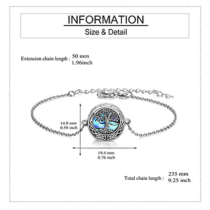 ONEFINITY Sunflower/Tree of Life Urn Bracelet for Ashes 925 Sterling Silver Sunflower/Tree of Life Cremation Keepsake Pendant Locket Bracelet for Women Mom - style: Tree of Life Urn Bracelet