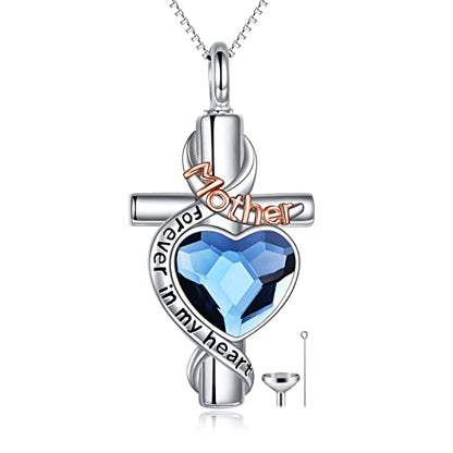 WINNICACA Silver Cremation Urn Necklaces for Ashes of Loved Ones - style: Urn Necklace for Mother