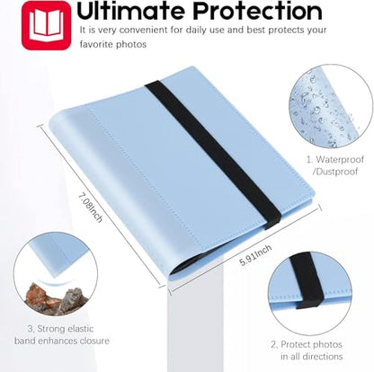 Aevdor Small 4x6 Photo Album, 64 Pockets, Black Pages, Elastic Band,Blue | Compact 4x6 Photo Book for Family, Wedding, Baby, Travel, Postcards and Recipe Cards. One Album is Included - color: PP Blue