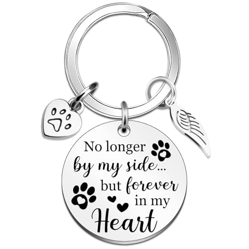 Dog Memorial Gifts for Loss of Dog Pet Memorial Keychain | Loss of Dog Sympathy Gifts Remembrance Passing Away Bereavement Gifts No Longer By My Side