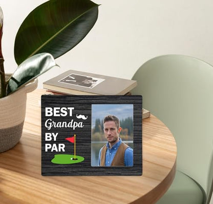 Best Grandpa By Par Picture Frame, Grandpa Photo Frame from Granddaughter Grandson, Golf Wooden Frame Gifts for Men Grandpa, 4x6 inch Photo - style: Best Grandpa By Par