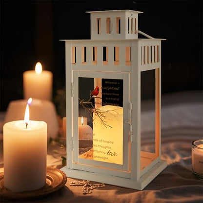 Memorial Lantern Bereavement Gifts Sympathy Gifts Beautiful Memories Personalized LED Candle Lantern, White - color: White