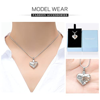 Imrsanl Heart Cremation Urn Necklace Pendant for Human Ashes - A Piece of My Heart Lives in Heaven Memorial Keepsakes Cremation Jewelry - color: Rose Gold