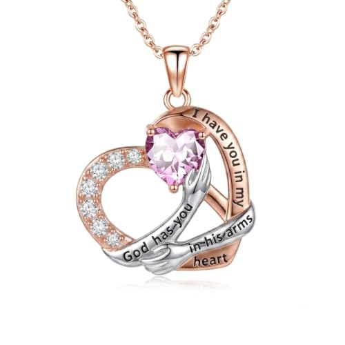 TUGHRA Memorial Heart Necklace, Birthstone Pendant for Loss of Loved One | For loss of mom wife child or loved one 18+2" adjustable birthstone gifts box anniversary or any grief day - color: June birthstone