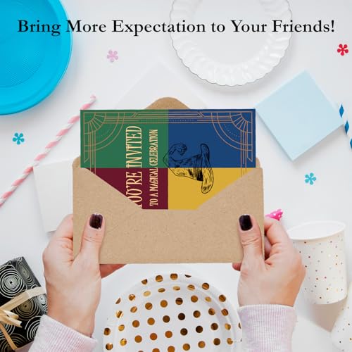 Magical Wizard Birthday Party Invitations with Envelopes for Boys 20 Pcs - color: Black Wizards