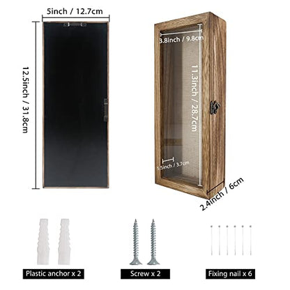 GraduatePro Shadow Box Frame 5x12 Display Case with Linen Back, Real Glass Window Door with Hinge, Picture Frame Wedding Bouquet Memorabilia Medals Photos Memory Box for Keepsakes, Carbonized Black | Hinged Front Open Door with Tempered Glass, Linen Back