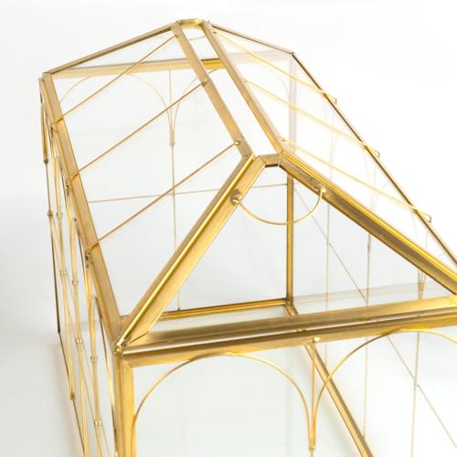 Wedding Glass Card Box with Slot, 10.2×6.1×7.9 Inch - color: Golden 10.2" x 6.1" x 7.9"