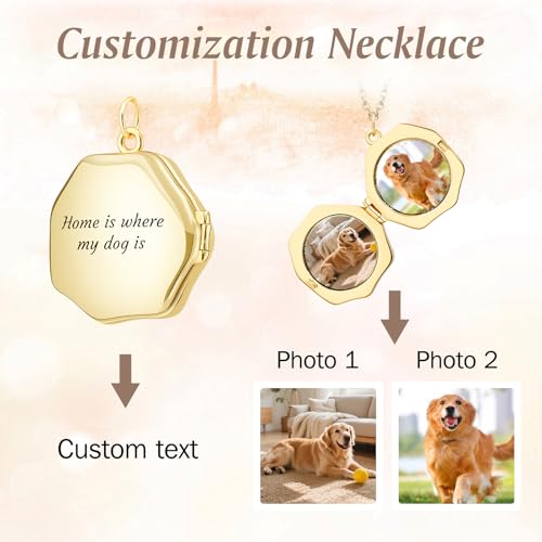 18K Gold Cross Locket Necklace for Women Holds Photo Necklace with Personalized Picture Necklaces Pendant 18 Inch Birthday Mother's Day for Women - color: Paw Locket Necklace
