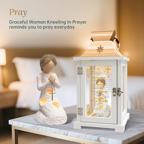 Christian Gifts for Women Faith, Inspirational Gift, Prayer of Peace Figurine Lantern, Religious Gifts for Female Men, Spiritual Gift