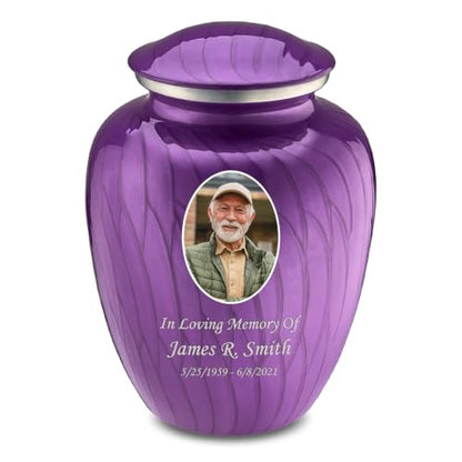 Geturns Embrace Adult Personalized Picture Cremation Urns for Human Ashes I Large Photo Pearl Purple Funeral Urn for Men and Women I 200 lbs - color: Pearl Purple