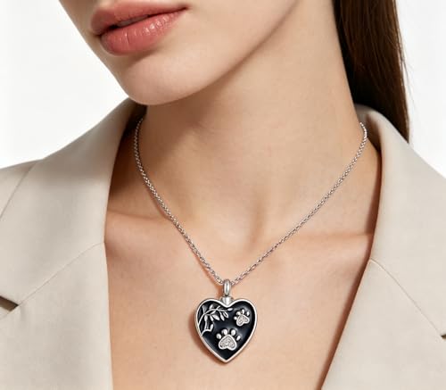 NanMuc Dog Cat Pet Cremation Urn Necklace for Ashes Jewelry Crystal Keepsake Memorial Animal Pendant for Womens - style: White Paw Print