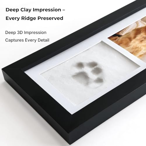 Paw Print Kit for Dogs, Pine Wood Frame with Inkless Pad & Clay Kit | Solid Pine Wood Construction, Includes Inkless Pad and Clay Kit, Step-by-Step Instructions Included, Wall Mountable Design