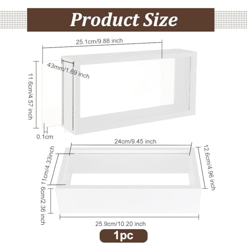 OLYCRAFT 10.2x5x2.4 Inch Rectangle Shadow Box Wood Shadow Box Display Case Shadow Box Frame with Double Sided Clear Acrylic Window for Dried Flowers Leaves Specimen - White - color: White