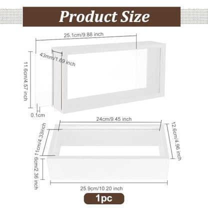 OLYCRAFT 10.2x5x2.4 Inch Rectangle Shadow Box Wood Shadow Box Display Case Shadow Box Frame with Double Sided Clear Acrylic Window for Dried Flowers Leaves Specimen - White - color: White