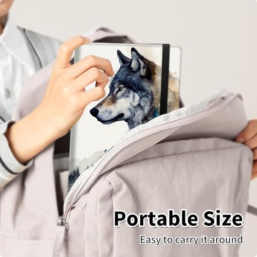 Photo Album 4x6 120 Pockets Photos with Elastic Band, Cute PU Leather Photo Books Small Mini Capacity Picture Album for Family Wedding Travel Anniversary Baby Vacation Pictures, Art Wolf - color: Art Wolf