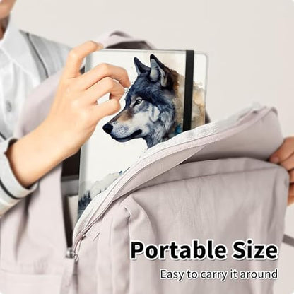 Photo Album 4x6 120 Pockets Photos with Elastic Band, Cute PU Leather Photo Books Small Mini Capacity Picture Album for Family Wedding Travel Anniversary Baby Vacation Pictures, Art Wolf - color: Art Wolf