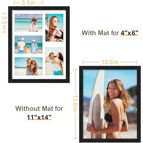 Vittanly 11x14 Collage Picture Frame, Displays 5Pcs 4x6 Pictures, Black - color: Black, size: 11x14