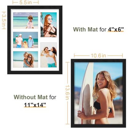 Vittanly 11x14 Collage Picture Frame, Displays 5Pcs 4x6 Pictures, Black - color: Black, size: 11x14