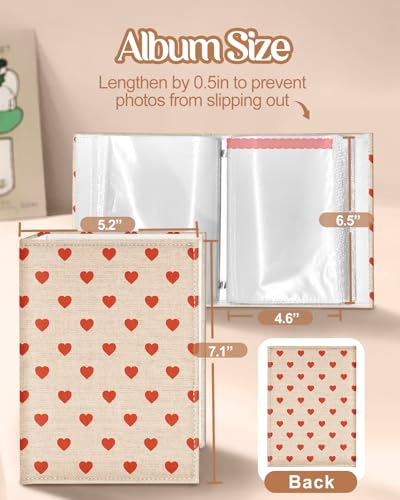 Slohif Photo Album 4x6 Pictures Leather Small Memory Book Keepsake for Family Wedding Postcard 100 Pockets Personalized Couples Photobook for Engagement Travel Vacation Birthday Honeymoon Heart - style: Heart