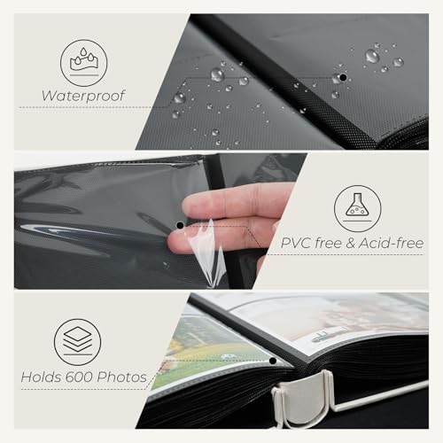 Vienrose Family Photo Album 4x6 600 Pockets Photo Window Beige | Cloth Cover，Family Crystal Stickers，Tweezers，Acid Free Pages - color: Famliy theme, size: 600k