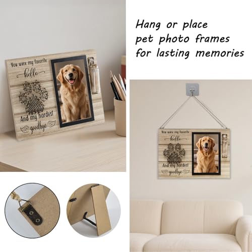 Dog Memorial Gifts for Loss of Dog, Picture Frame for 4.3x6.3in Photo with a Glass Bottle for Collect Hair, Loss of Dog Sympathy Gift - Cat Pet Bereavement Remembrance Picture Frame