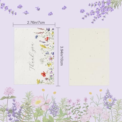 nulala 10Pack Mini Wildflower Seed Paper Cards,‘Thank You’Handmade Paper Cards Embedded Wildflower Seeds for Wedding Favors, Personalized Graduation Gifts(7 * 10cm) - color: Purple