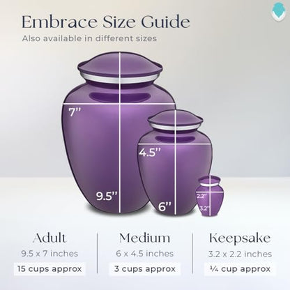 Geturns Embrace Adult Personalized Picture Cremation Urns for Human Ashes I Large Photo Purple Funeral Urn for Men and Women I 200 lbs - color: Purple
