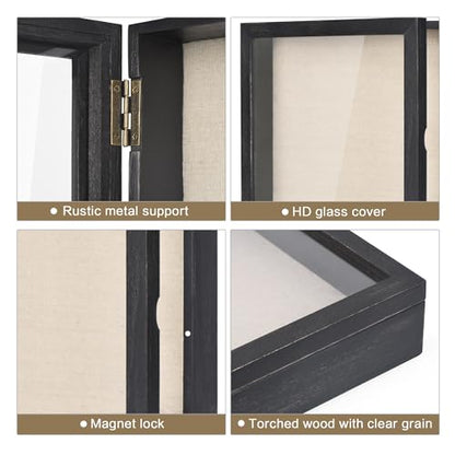 Love-KANKEI Deep Shadow Box 8x10,Solid Wood Frame,Memory Box,Rustic Black - color: Black, size: 8 x 10