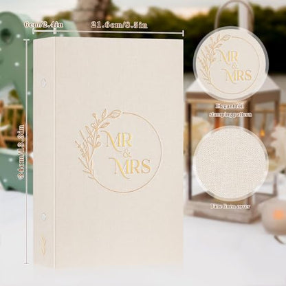 Lanpn Wedding Photo Album 4x6 300 Pockets, Linen Cover Newlywed Marriage Albums Slip in Holds 300 Horizontal Photos (Beige) - color: Windowless-Beige, size: 300 Photos