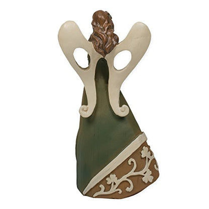 7" Luck of The Irish Woodcut Inspirational Angel Figure with Celtic Cross