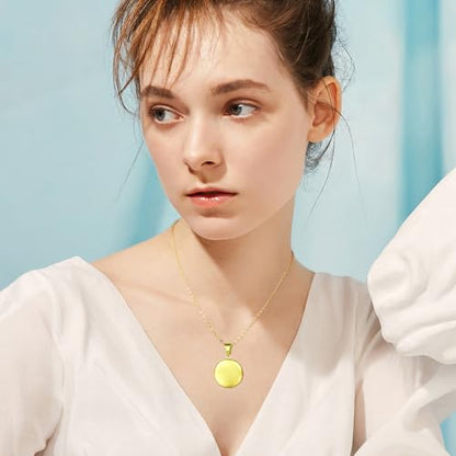 OIDEA Locket Necklace for Women: Gold Photo Lockets that Hold Picture Stainless Steel Necklace with Picture Inside Birthday Mothers Day Jewelry Gifts for Womens - color: round - gold