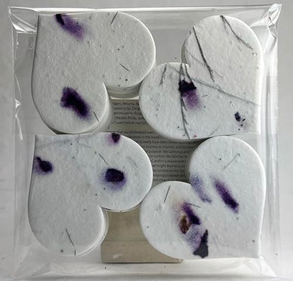 Of The Earth Handmade Paper - Wildflower Seed Paper Large Hearts - Recycled Flower Petals - Bulk Set of 100 (58s Purple & Fern) - color: 58s Purple & Fern