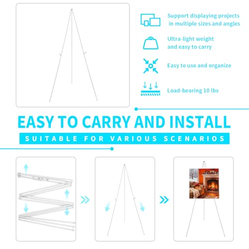 MXG 7-66" Adjustable Metal White Easel Stand for Painting, Sign & Display | Quick Setup Tripod Display Stand with 2 Clips, Portable Foldable Art Easel for Wedding,Posters & Exhibition - color: White