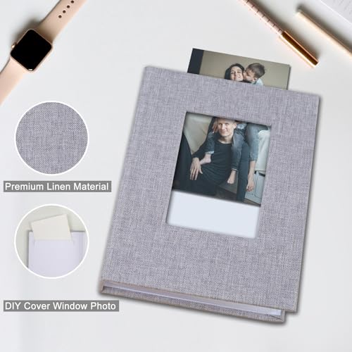 Photo Albums 4x6 Pictures, Polaroid Photos Album Book, Photo Book Small Linen Cover Photo Album, 50 Page Holds 100 Pictures, Photobook for Valentines Day, Anniversary, Vacations, Wedding Baby Grey - color: Grey