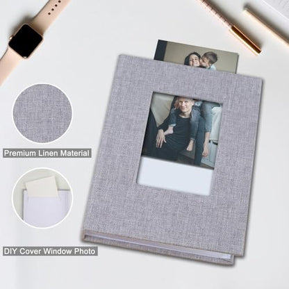 Photo Albums 4x6 Pictures, Polaroid Photos Album Book, Photo Book Small Linen Cover Photo Album, 50 Page Holds 100 Pictures, Photobook for Valentines Day, Anniversary, Vacations, Wedding Baby Grey - color: Grey