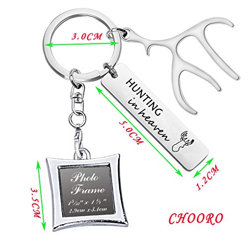 CHOORO Dad Memorial Keychain Gone Hunting in Heaven Photo Frame Keychain in Memory of Dad Sympathy Gift Keepsake Jewelry