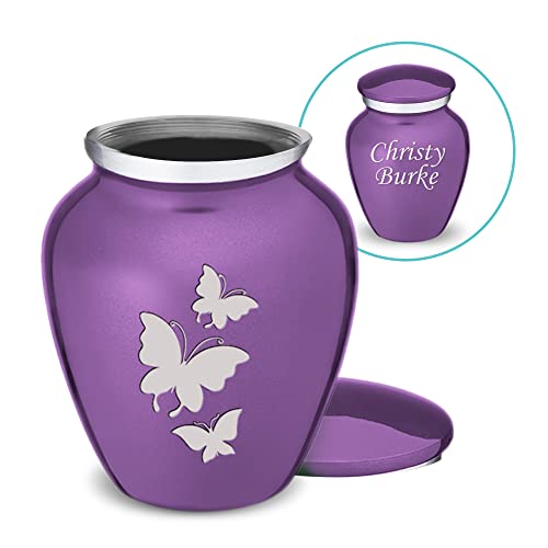 Embrace Keepsake Personalized Butterfly Cremation Urns for Human Ashes I Purple Funeral Urn for Men and Women with Double Side Engraving I 3.5 lbs - color: Purple