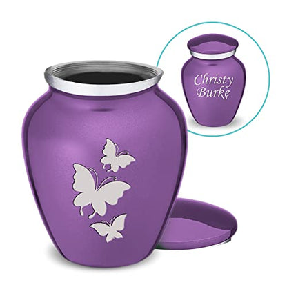 Embrace Keepsake Personalized Butterfly Cremation Urns for Human Ashes I Purple Funeral Urn for Men and Women with Double Side Engraving I 3.5 lbs - color: Purple