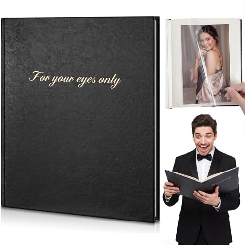 AmazingSpark Boudoir Photo Album for Your Eyes Only Black Leather Self Adhesive with 4x6 Inch, 5x7 Inch Photo Book Gift for Him Husband Boyfriend Groom Wedding Bridal Shower Wedding Anniversary(8x10") - size: 8x10"